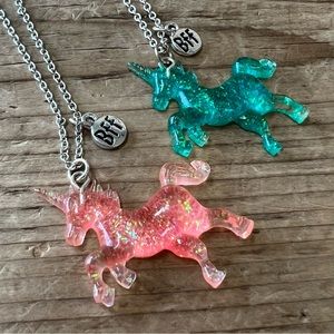 Claire’s 2 BFFS Unicorn Necklaces Pink and Turquoise